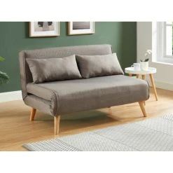 Vente-unique Canapé 2 Places Convertible POSIO En Tissu - Taupe