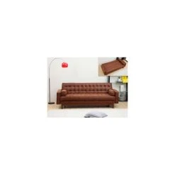 Vente-unique Canapé Convertible Clic-clac En Microfibre ELEANOR - Marron Effet Vin...