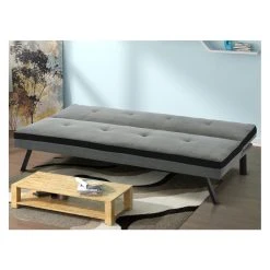 Vente-unique Canapé Convertible Clic-clac En Tissu SKALA - Gris Et Bande Noire -Magasin Joss & Main canape 289149