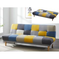 Vente-unique Canapé 3 Places Convertible Clic-clac En Tissu MARDAG - Patchwork Gri...