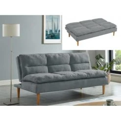 Vente-unique Canapé 3 Places Convertible Clic-clac En Tissu CHARLISE - Gris