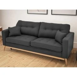 Vente-unique Canapé 3 Places Convertible En Tissu Anthracite KENZA -Magasin Joss & Main canape 3 places convertible en tissu anthracite kenza 13731580 37892520 1140x1140