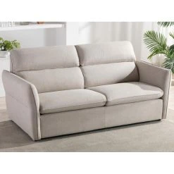 Vente-unique Canapé 3 Places Convertible En Tissu Beige IRVINE