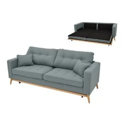 Vente-unique Canapé 3 Places Convertible En Tissu Gris KENZA