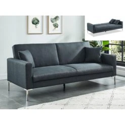Vente-unique Canapé 3 Places Convertible En Tissu MUNIO - Anthracite