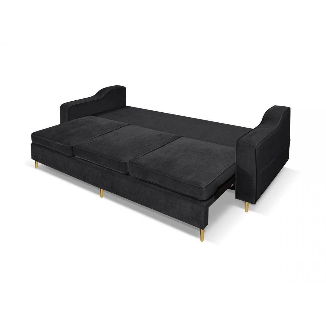 Vente-unique Canapé 3 Places Convertible En Velours SORENI - Gris Anthracite 3 Vente-unique Canapé 3 Places Convertible En Velours SORENI - Gris Anthracite – Image 3
