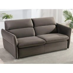 Vente-unique Canapé 3 Places Convertible En Velours Taupe IRVINE