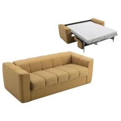 Vente-unique Canapé 3 Places Convertible Express En Tissu Jaune TEHAMA