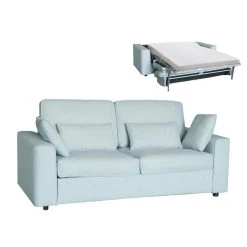 Vente-unique Canapé 3 Places Convertible Express En Tissu Vert D'eau ANGOLA