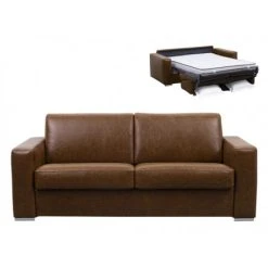 Vente-unique Canapé 3 Places Convertible Express 100% Cuir De Buffle DELECTEA II -...