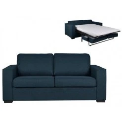 Vente-unique Canapé 3 Places Convertible Express En Tissu ALFREDO - Bleu Nuit