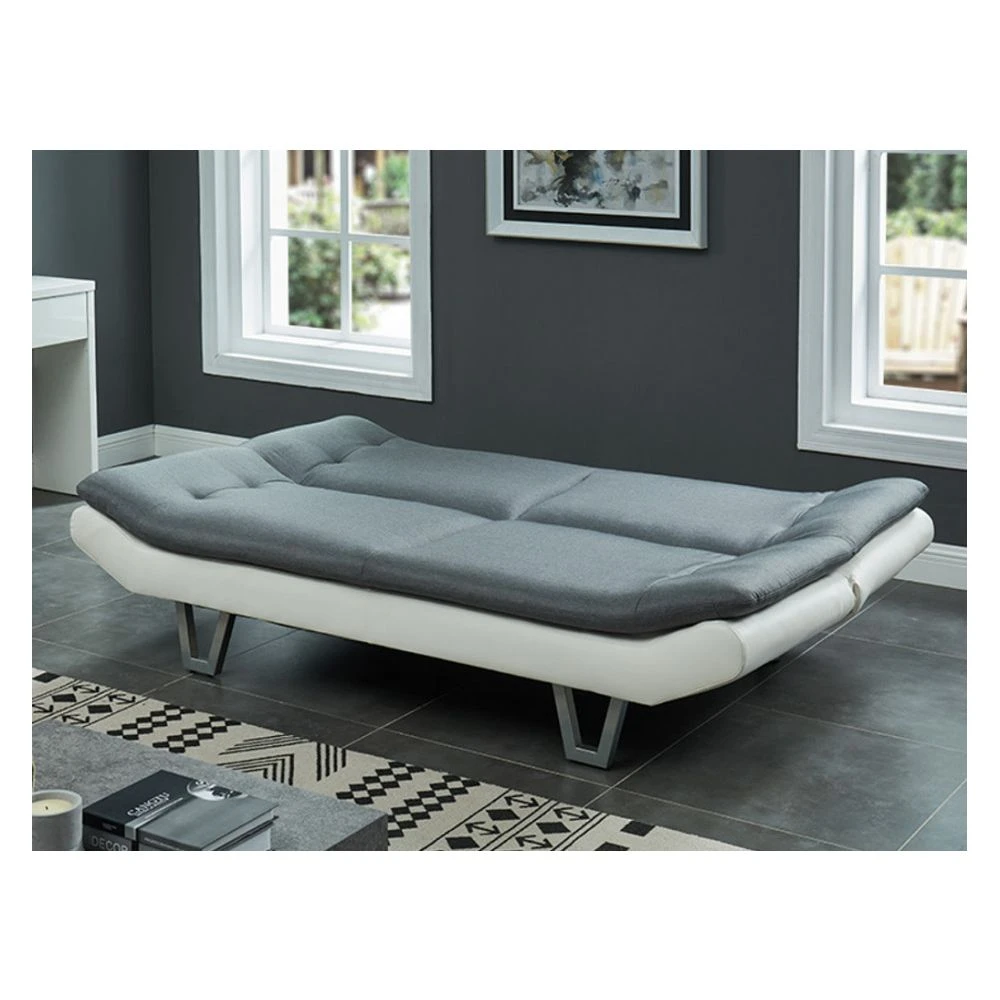 Vente-unique Canapé Convertible Clic Clac En Tissu UDARA - Gris Et Blanc 5 Vente-unique Canapé Convertible Clic Clac En Tissu UDARA - Gris Et Blanc – Image 5