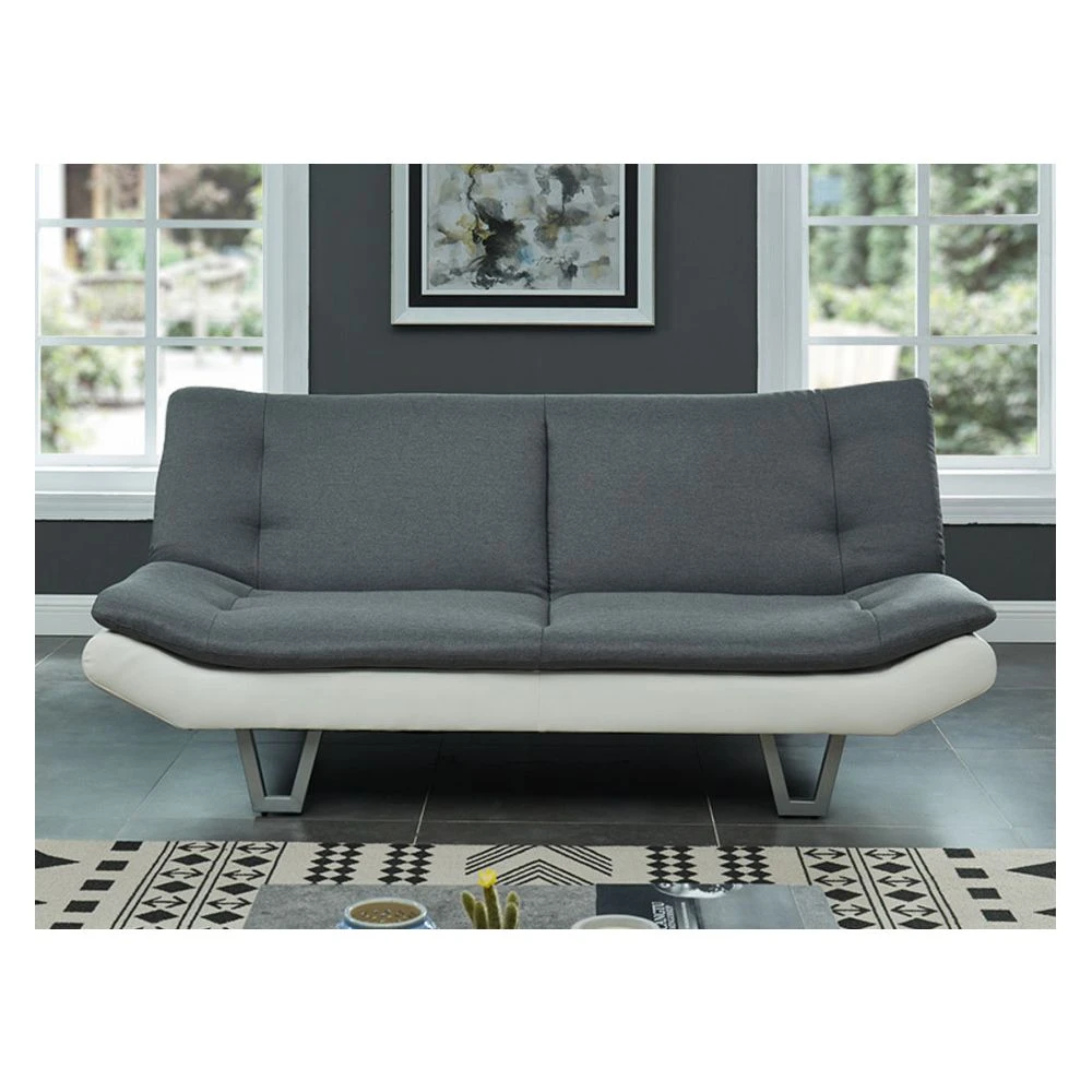 Vente-unique Canapé Convertible Clic Clac En Tissu UDARA - Gris Et Blanc 4 Vente-unique Canapé Convertible Clic Clac En Tissu UDARA - Gris Et Blanc – Image 4