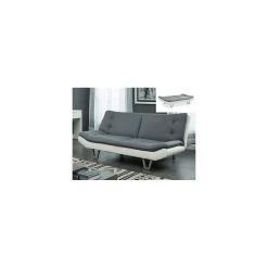 Vente-unique Canapé Convertible Clic Clac En Tissu UDARA - Gris Et Blanc