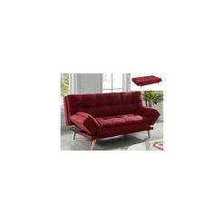 Vente-unique Canapé Convertible Clic-clac 3 Places ZARINA En Tissu - Rouge