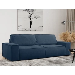 Vente-unique Canapé 3 Places Convertible En Velours Côtelé Bleu Marine AMELIA -Magasin Joss & Main canape amelia 12558490 33602150 1140x1140