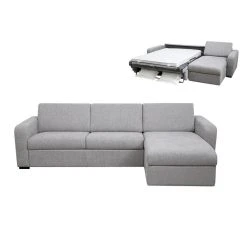 Vente-unique Canapé D'angle Droit Convertible Express En Tissu Gris BEVIS