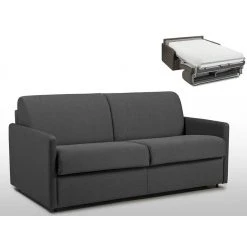 Vente-unique Canapé 3 Places Convertible Express En Tissu CALIFE - Gris - Couchag...