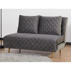 Vente-unique Canapé 2 Places Convertible En Velours Matelassé Gris CANELI 7 Vente-unique Canapé 2 Places Convertible En Velours Matelassé Gris CANELI -Magasin Joss & Main canape caneli 11933740 31594712 1140x1140