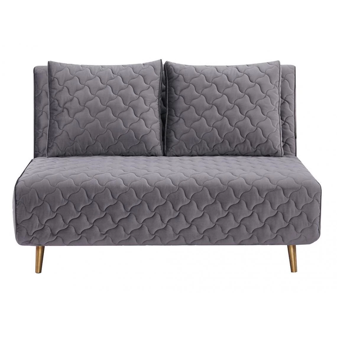 Vente-unique Canapé 2 Places Convertible En Velours Matelassé Gris CANELI 4 Vente-unique Canapé 2 Places Convertible En Velours Matelassé Gris CANELI – Image 4