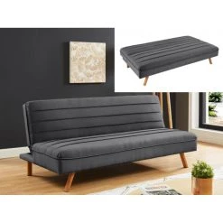 Vente-unique Canapé Convertible Clic-clac 3 Places En Tissu GARDANNE - Gris