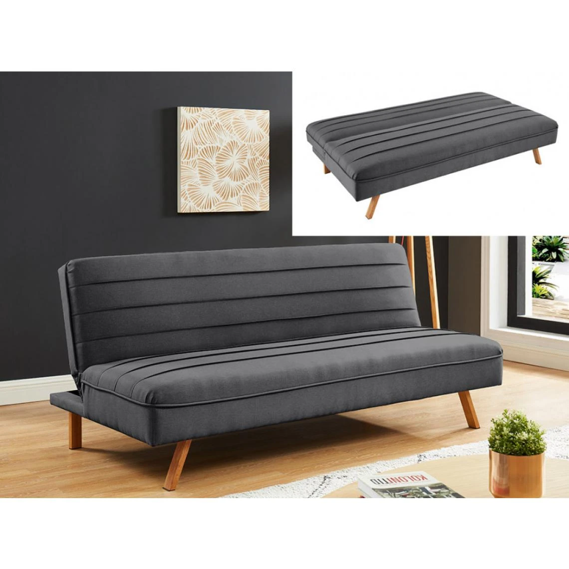 Vente-unique Canapé Convertible Clic-clac 3 Places En Tissu GARDANNE - Gris 2 Vente-unique Canapé Convertible Clic-clac 3 Places En Tissu GARDANNE - Gris – Image 2