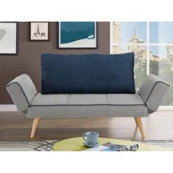 Vente-unique Canapé Convertible Clic-clac En Tissu EBATY II - Gris Et Bleu