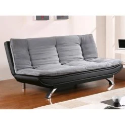 Vente-unique Canapé Convertible Clic-clac En Tissu Et Simili DEMIDO III - Gris Et ...
