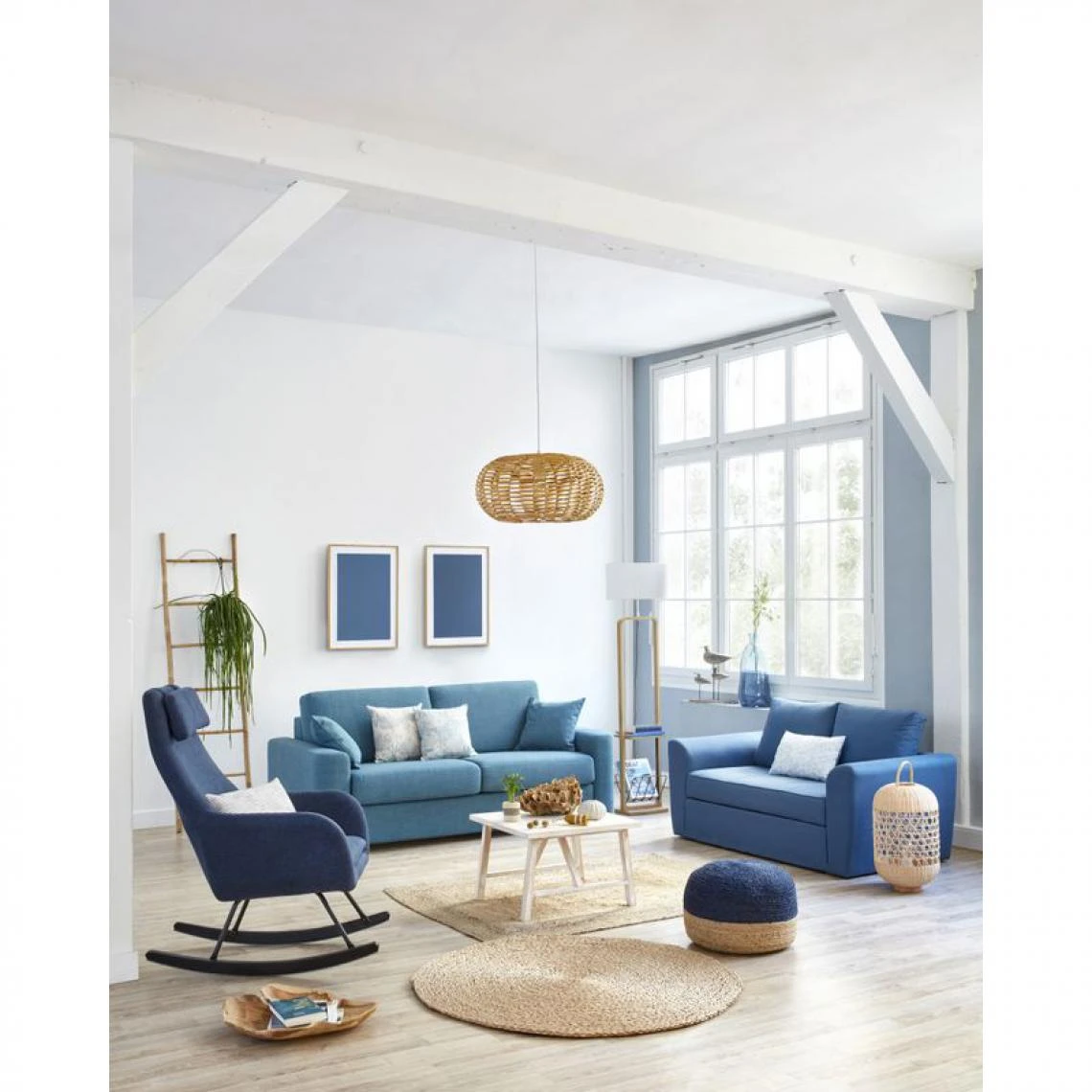 BUT Canapé Convertible 2 Places TWILL Tissu Bleu Tonnerre 2 BUT Canapé Convertible 2 Places TWILL Tissu Bleu Tonnerre – Image 2