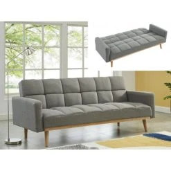 Vente-unique Canapé Convertible Clic-clac En Tissu GALATE - Gris Chiné