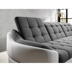 Vente-unique Canapé D'angle Droit Convertible En Tissu Et Simili Bicolore Gris Et ... -Magasin Joss & Main canape convertible farez ii 12725638 34204150 1140x1140