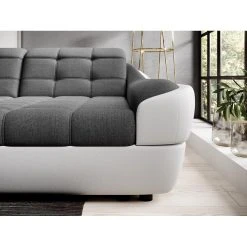 Vente-unique Canapé D'angle Droit Convertible En Tissu Et Simili Bicolore Gris Et ... -Magasin Joss & Main canape convertible farez ii 12725638 34204152 1140x1140