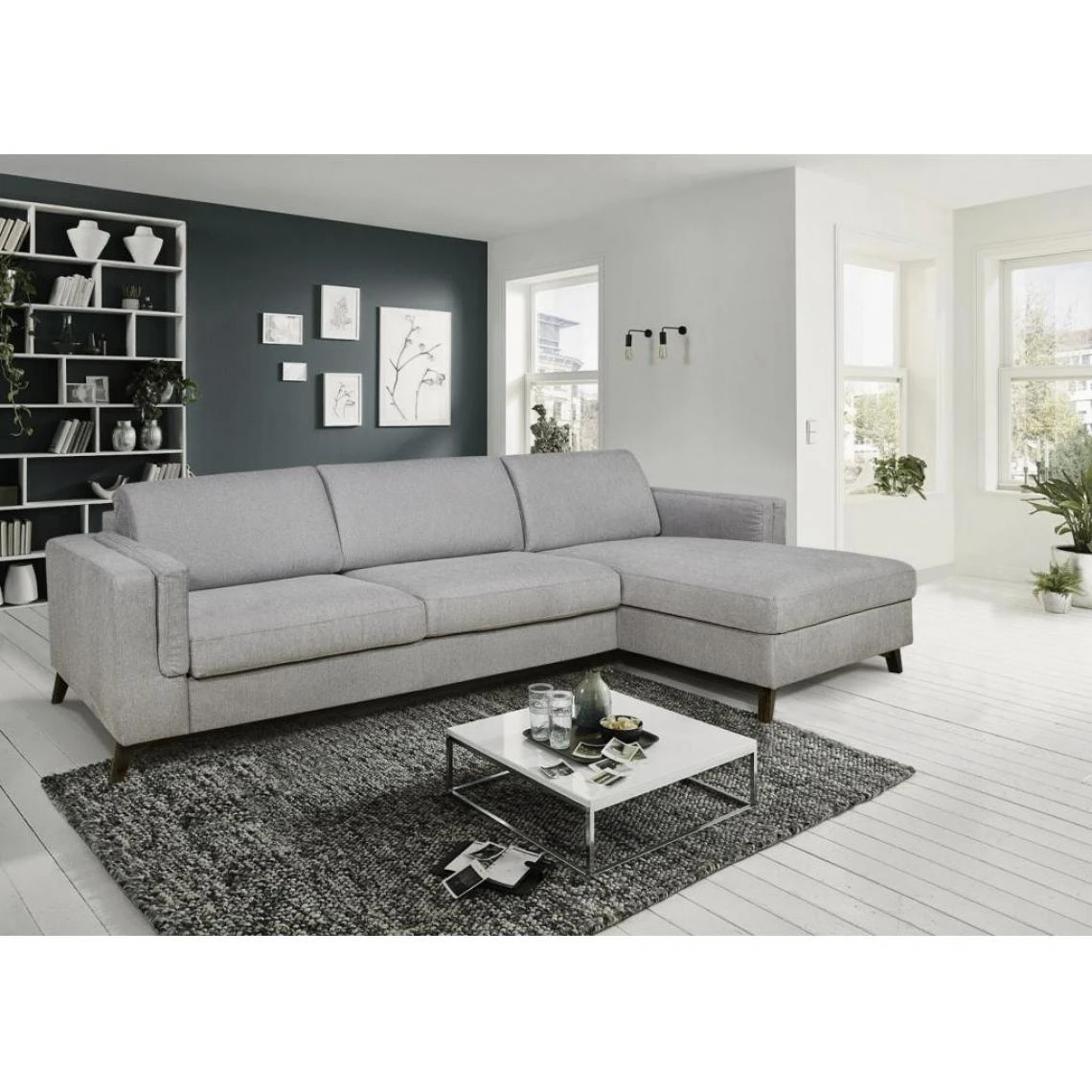 DUNLOPILLO Canapé D'angle Droit Convertible Express En Tissu Gris - Couchage 140... 2 DUNLOPILLO Canapé D'angle Droit Convertible Express En Tissu Gris - Couchage 140... – Image 2