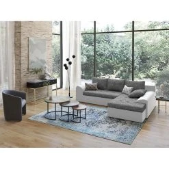 Vente-unique Canapé D'angle Réversible Et Convertible En Tissu Et Simili Gris Ch...