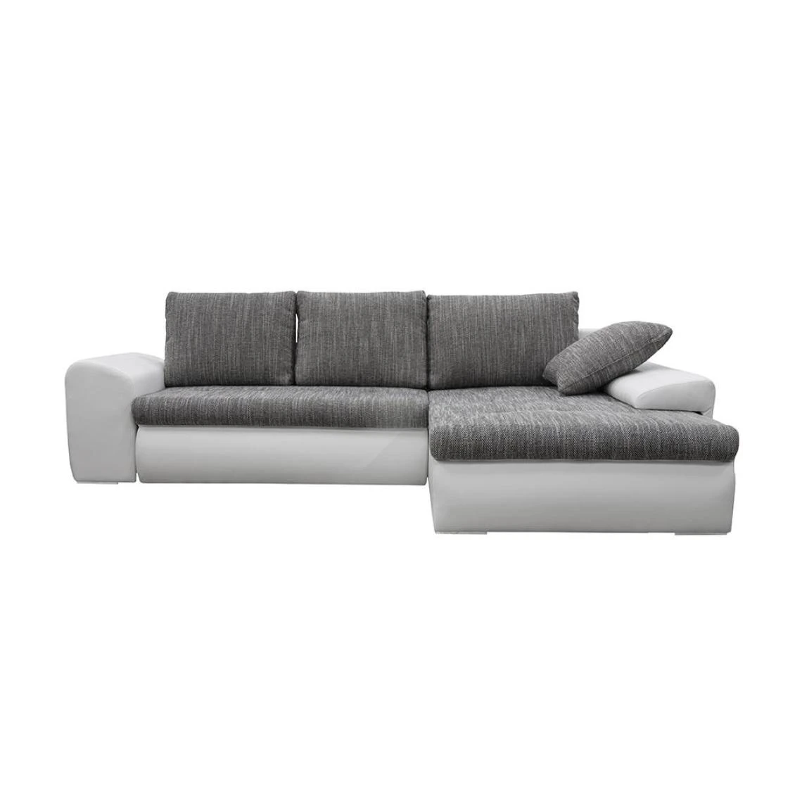 Vente-unique Canapé D'angle Réversible Et Convertible En Tissu Et Simili Gris Ch... 4 Vente-unique Canapé D'angle Réversible Et Convertible En Tissu Et Simili Gris Ch... – Image 4