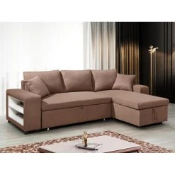 Vente-unique Canapé D'angle Convertible Et Réversible En Tissu Avec Coffre De Ran...