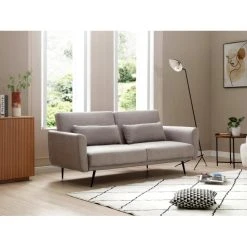 Vente-unique Canapé 3 Places Convertible Clic-clac En Tissu Gris Clair TOVONY