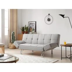 Vente-unique Canapé 3 Places Convertible Clic-clac En Tissu Gris ZUANA