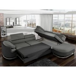 Vente-unique Canapé D'angle Convertible En Tissu Et Simili MYSEN - Gris Et Anthrac... -Magasin Joss & Main canape dangle convertible en tissu et simili mysen gris et anthracite angle droit 8237795 20990289 1140x1140