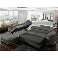 Vente-unique Canapé D'angle Convertible En Tissu Et Simili MYSEN - Gris Et Anthrac... -Magasin Joss & Main canape dangle convertible en tissu et simili mysen gris et anthracite angle gauche 8239603 20998753 1140x1140