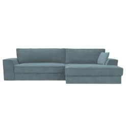 Vente-unique Canapé D'angle Droit Convertible En Tissu Bleu AXELLE -Magasin Joss & Main canape dangle droit convertible en tissu bleu axelle 14082982 39127026 1140x1140