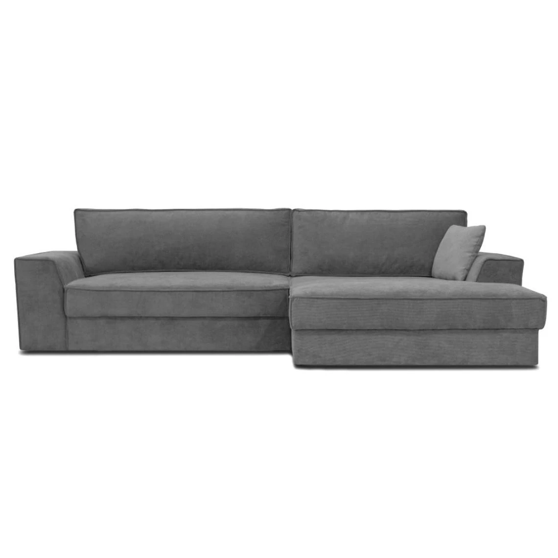 Vente-unique Canapé D'angle Droit Convertible En Tissu Gris AXELLE 3 Vente-unique Canapé D'angle Droit Convertible En Tissu Gris AXELLE – Image 3