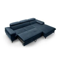 Vente-unique Canapé D'angle Droit Convertible En Velours Bleu Nuit SAMARA -Magasin Joss & Main canape dangle droit convertible en velours bleu nuit samara 14121908 39362502 1140x1140