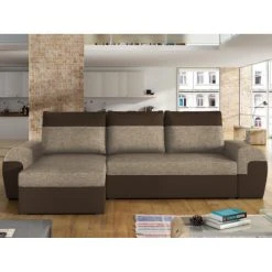 Vente-unique Canapé D'angle Réversible Et Convertible En Tissu GABY - Bicolore Ma...