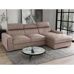 Canapé D'angle Convertible En Tissu Taupe LARICA De PASCAL MORABITO -...