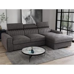 PASCAL MORABITO Canapé D'angle Convertible En Tissu Anthracite LARICA De PASCAL MORAB...