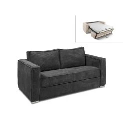 Vente-unique Canapé 3 Places Convertible Express En Velours Côtelé Anthracite LO...