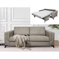 DUNLOPILLO Canapé 4 Places Convertible Express En Tissu Gris - Couchage 160 Cm -...