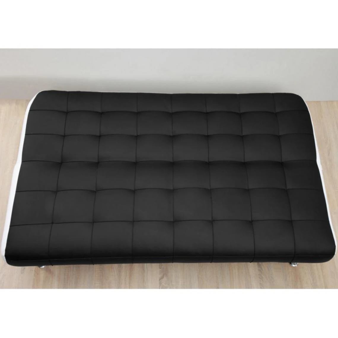 Vente-unique Canapé Convertible Clic-clac + Pouf En Simili MURNI - Noir 4 Vente-unique Canapé Convertible Clic-clac + Pouf En Simili MURNI - Noir – Image 4