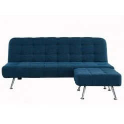 Vente-unique Canapé Convertible Clic-clac Et Pouf En Tissu MURNI - Bleu